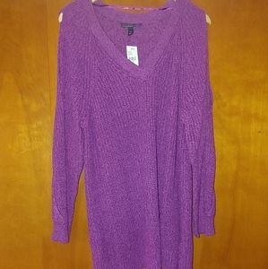 Cold Shoulder V Neck Sweater